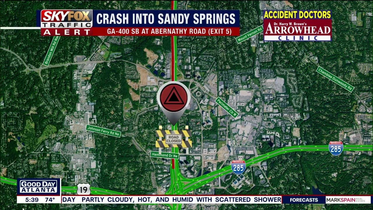 GA-400 Southbound Closure Near Sandy Springs Disrupts Regional Traffic